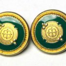 Two Varberg Blazer Buttons Gold Metal and Green Enamel Men's