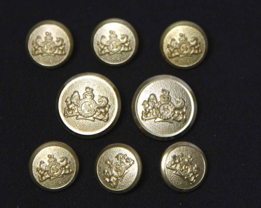 Stafford by Waterbury Blazer Buttons Set Gold Brass S Monogram Shank Men's