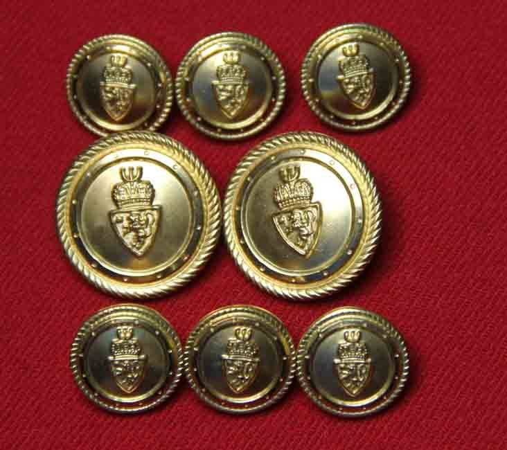 Waterbury Blazer Buttons Set Crown and Shield Shank Gold Brass Men's