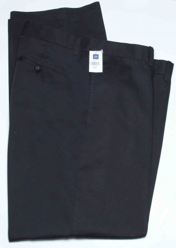 Men's Gap Pants Black Chinos Flat Front Relaxed Fit Size 42 X 34