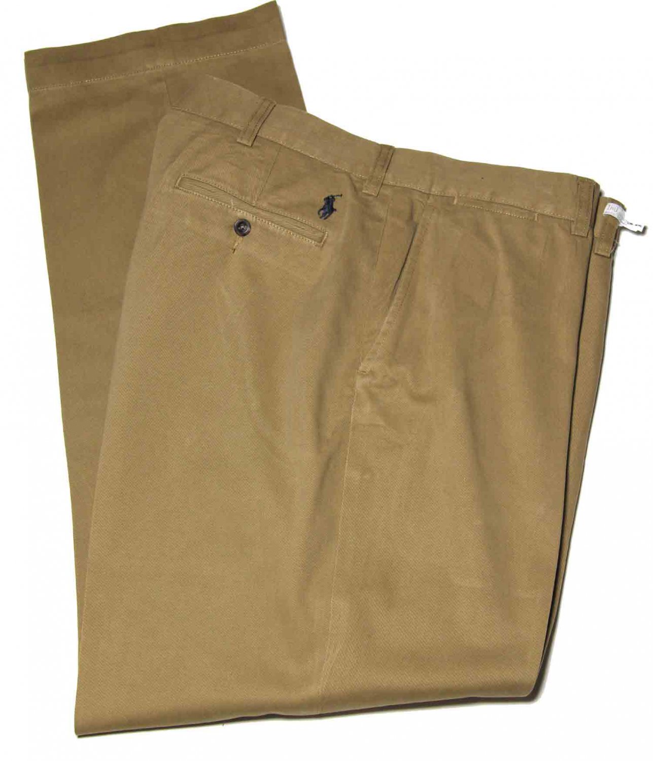 Men's Ralph Lauren Polo Prospect Chinos Pants Flat Front Khaki Size 38 X 32