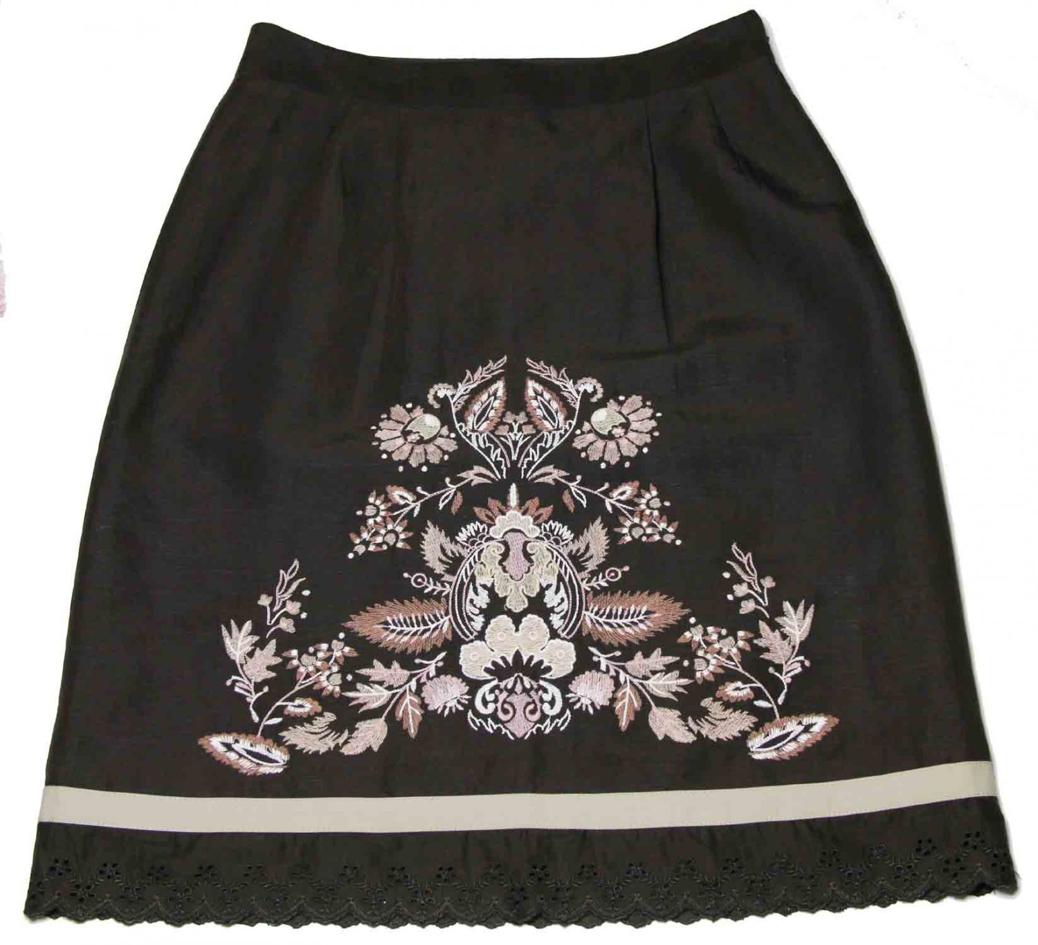 Ann Taylor Loft Skirt Embroidered Linen Blend Women's Size 0P