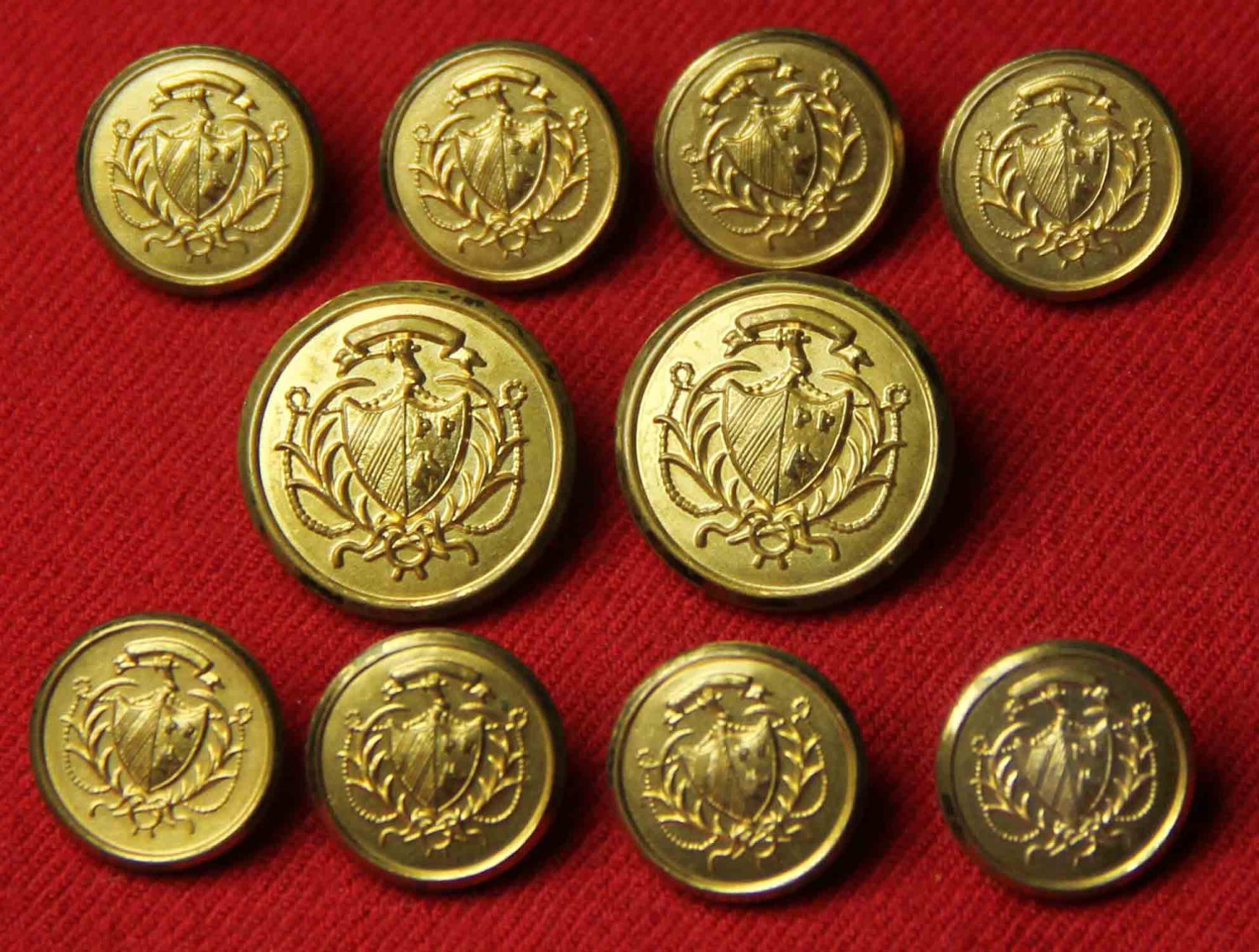 Vintage Waterbury Blazer Buttons Set Gold Brass 1970s Men's