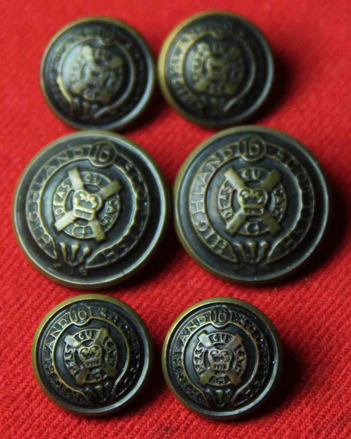 Scottish Highlands Blazer Buttons Set Antique Gold Brass Men's