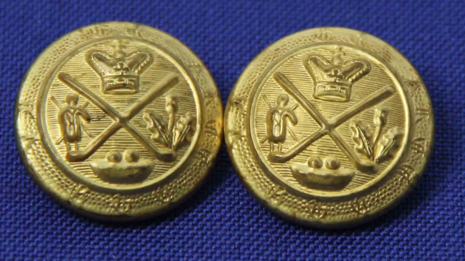 Two Mens Vintage Excelsior Blazer Buttons Gold Shank