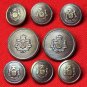 Vintage Caledonia Blazer Buttons Set Brown Tones Metal Crown Shield 1970s Men's