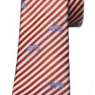 Atlas Design Silk Tie Red White Striped with Blue Seahorse Pattern Men's