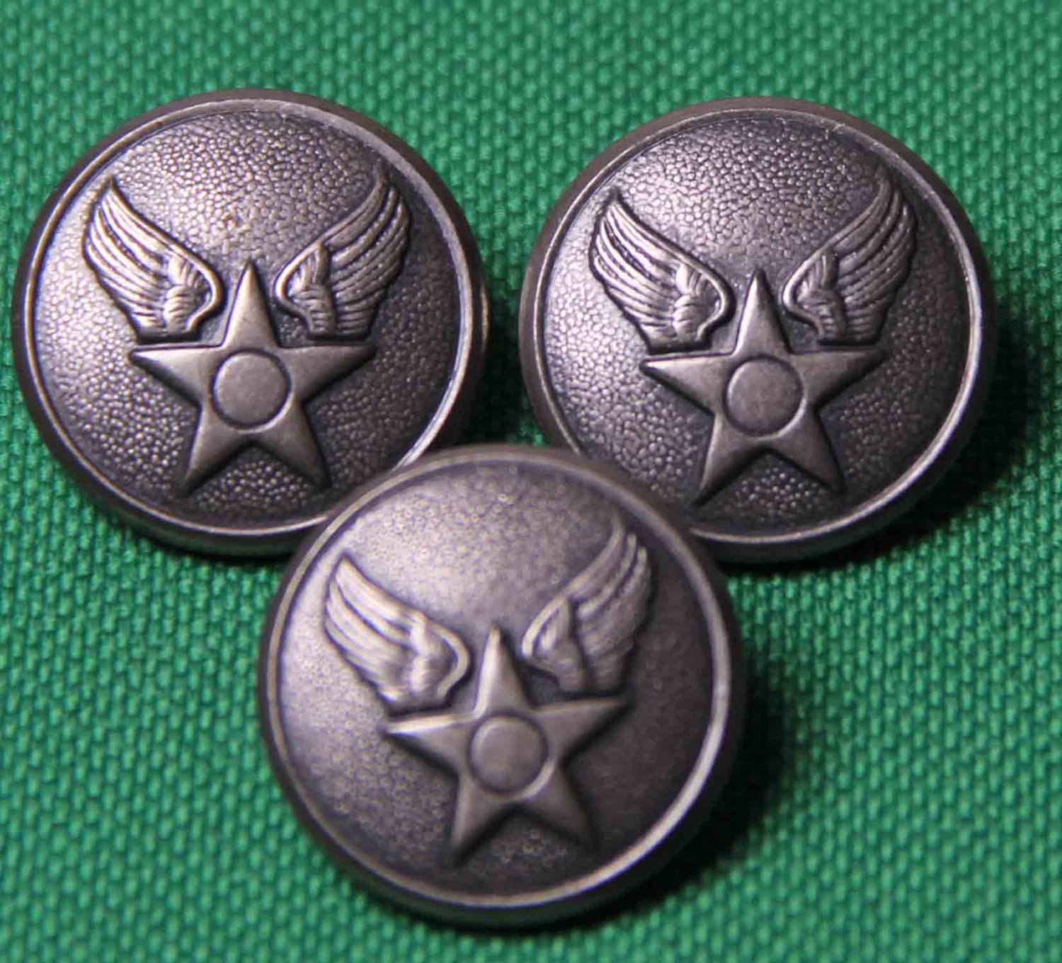 Three Waterbury USA Military Blazer Buttons Pewter Gray Shank Men's