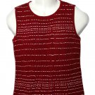 St. John Sport Sleeveless Knit Top Wool & Rayon Vest Red White Women's Size Small