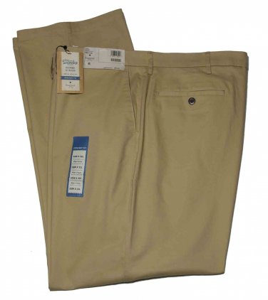 Haggar Pants Chinos Khaki Flat Front  Men's Size 52 X 32 Big & Tall