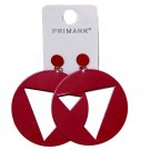 Womens Edie Sedgwick Style Red Metal Die Cut Triangle Earrings Womens Edie Sedgwick Style Red Metal Die Cut Triangle Earrings