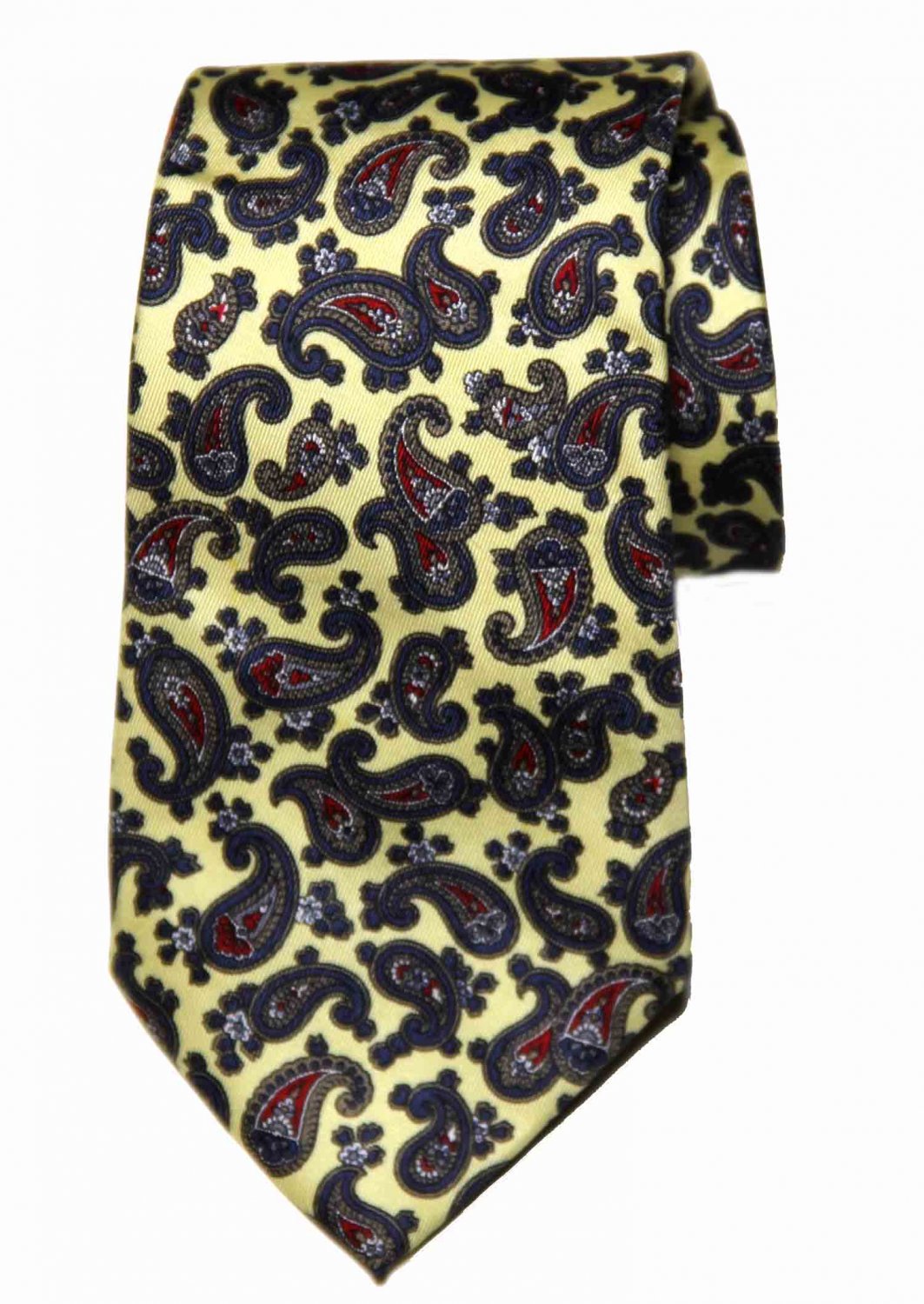 Vintage Liberty of London Tie Italian Silk Paisley Yellow Green Red Men's