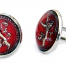 Gascoigne Heraldic Lion Cufflinks Handmade Silver Red Gold Zinc Alloy Men's
