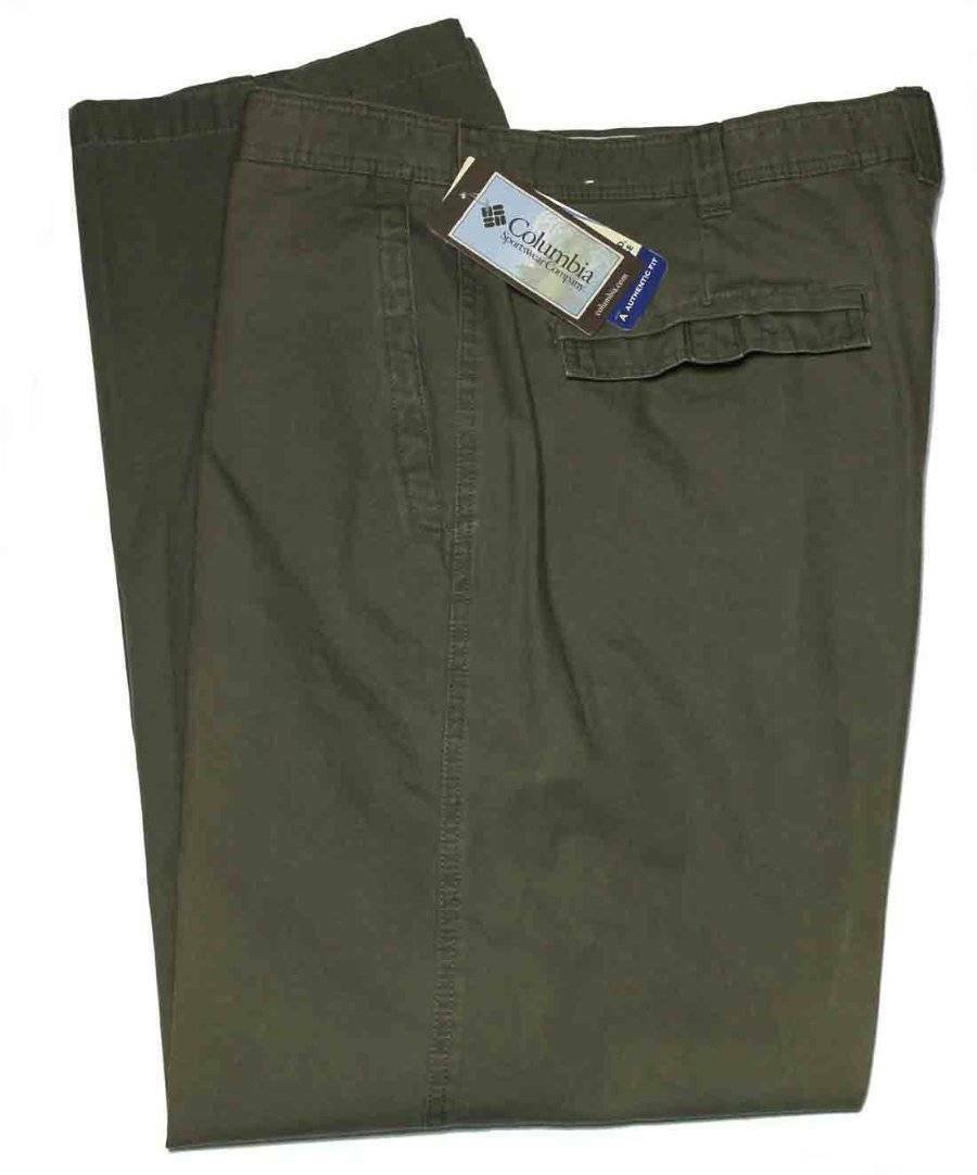 Columbia Hiking Pants Green Flat Front Authentic Fit Size 38 X 34
