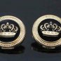 Two New Blazer Buttons Gold Black Crown Shank Metal