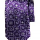 Krimson by Kwame Silk Tie Purple Purple Floral Geometric Hand Made Men's Long