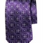 Krimson by Kwame Silk Tie Purple Purple Floral Geometric Hand Made Men's Long
