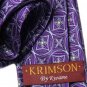 Krimson by Kwame Silk Tie Purple Purple Floral Geometric Hand Made Men's Long