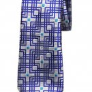 Penrose English Silk Tie Charing B Blue White Teal Geometric Men's