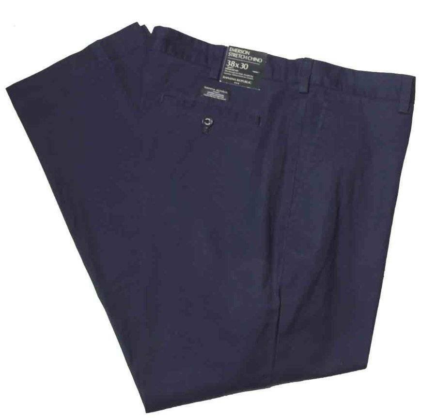 Banana Republic Emerson Chinos Pants Navy Blue Flat Front ACTUAL 40 X 30