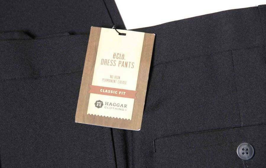 Haggar eCLo Dress Pants No Iron Black Pleated Men's Size 48 X 32