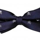 Gascoigne Bow Tie Navy Blue White Skull & Cross Bones Men's