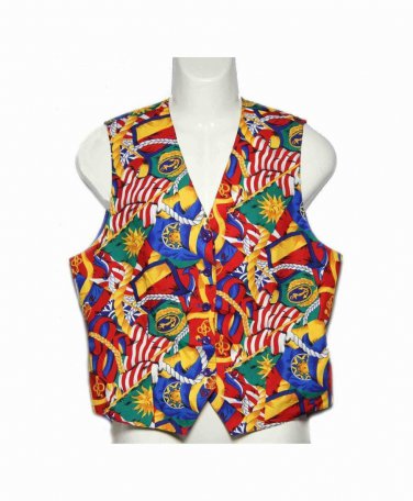Colorful Pendleton Vest Nautical Theme Women's Size 12