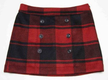 Gap Skirt Wool Blend Black Red Plaid Women's Size Junior's  1
