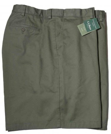 L.L. Bean Chino Shorts Green Flat Front Thick Cotton  Men's Size 46