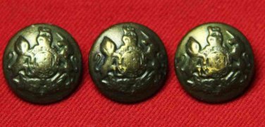 Three Monarch Vintage Coat Blazer Jacket Buttons Antique Gold Brass