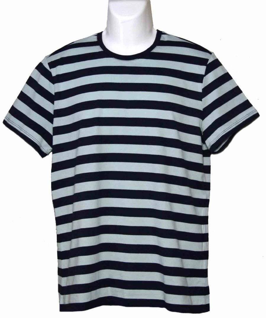 Tu Nautical Stripe T-shirt Navy Blue Green Men's Size Slim Medium