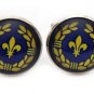 Gascoigne Fleur de Lis Cufflinks Blue Yellow Silver Zinc Alloy Men's