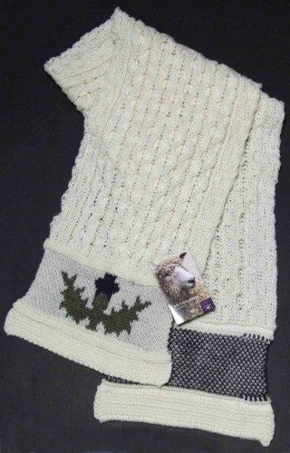 British Wool Scarf Cream Gray Green Unisex