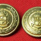 Two Waterbury USA Blazer Buttons Gold Brass Crown Eagle Shield Mens
