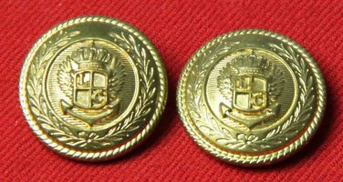 Two Waterbury USA Blazer Buttons Gold Brass Crown Eagle Shield Mens