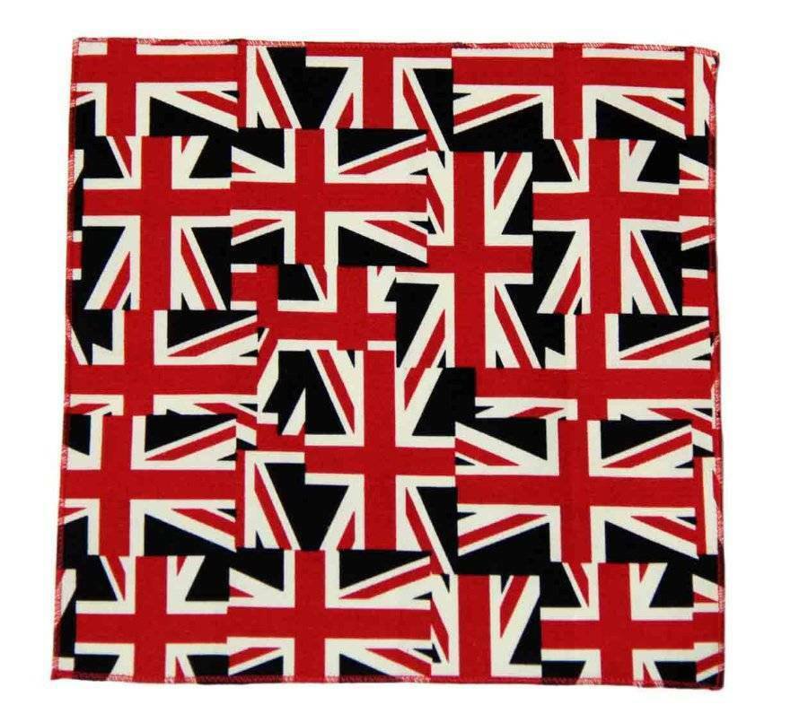 Gascoigne Cotton Pocket Square British Union Jack Flat  Men's 9" X 9"