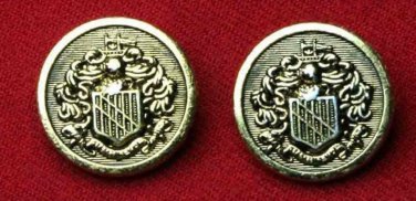 Two Mens Canterbury Blazer Buttons Knight Shield Gold Brass