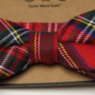 Cedar Wood State Red Tartan Plaid Bow Tie Cotton