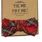 Cedar Wood State Red Tartan Plaid Bow Tie Cotton