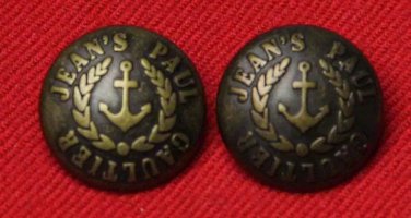 Two Jean Paul Gaultier Buttons Metal Brown Gold