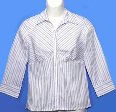 Ann Taylor Loft Shirt Blouse Striped White Women's Size Small