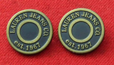 Two Ralph Lauren Jeans Co Buttons Metal Brown Gold Shank