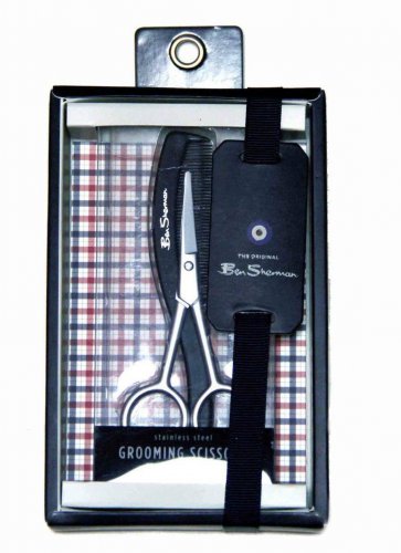 Ben Sherman Stainless Steel Grooming Scissors Comb Beard Mustache Brows