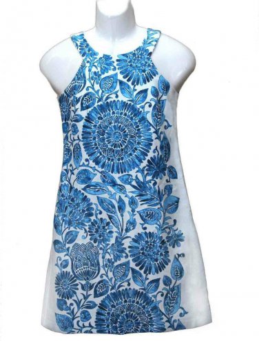 Just Taylor Dress Blue Teal White Floral Women's Sleeveless Size 2