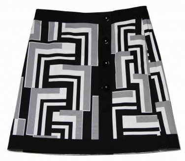 Ann Taylor Skirt Black Gray White Geometric Pattern Women's Size 6