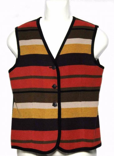Ann Taylor Vest Wool Blend Striped Women's Size Fits Medium
