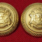 Two Men's Royal London Blazer Buttons Gold Brass Shank Two Men's Royal London Blazer Buttons Gold Brass Shank
