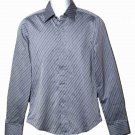 Sisley Italian Cotton Shirt Gray Striped Men's Size Slim Fit Medium Sisley Italian Cotton Shirt Gray Striped Men's Size Slim Fit Medium