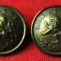 Two Men's Vintage Excelsior Blazer or Jacket Buttons Antique Gold Metal Lion 7/8" Dome Shank