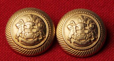 Two Caledonia Blazer Buttons Gold Brass Alloy Shank